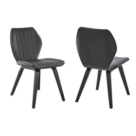 ARMEN LIVING Armen Living LCONSIBLGR Ontario Faux Leather & Wood Dining Chairs; Gray & Black - Set of 2 LCONSIBLGR